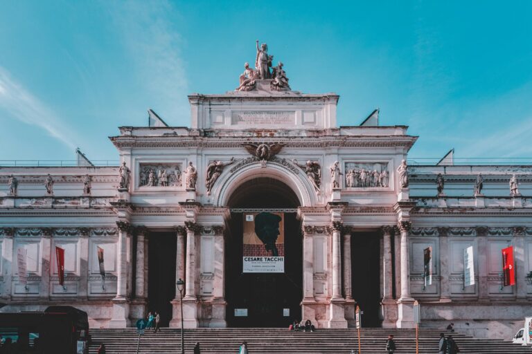 Elegant facade of the National Roman Museum in Rome, showcasing baroque architecture and cultural heritage.